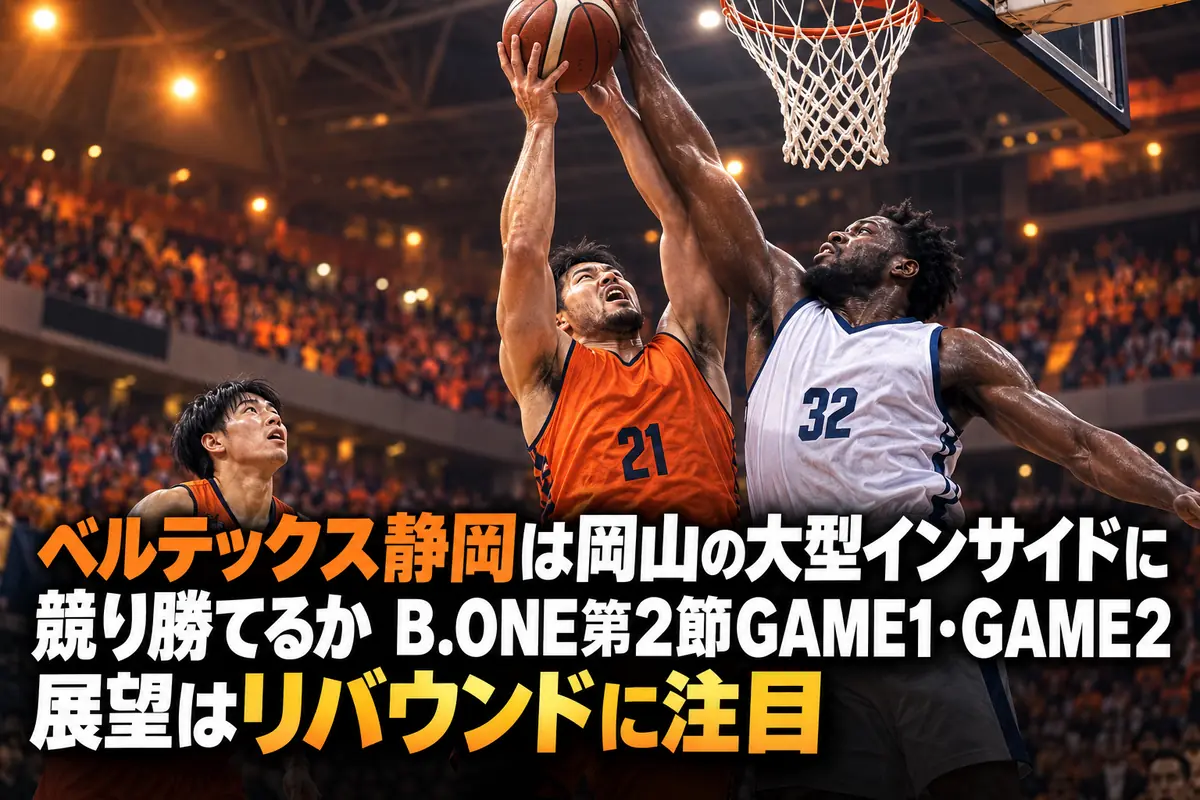 ゴール下でリバウンドを争うバスケットボール選手たち